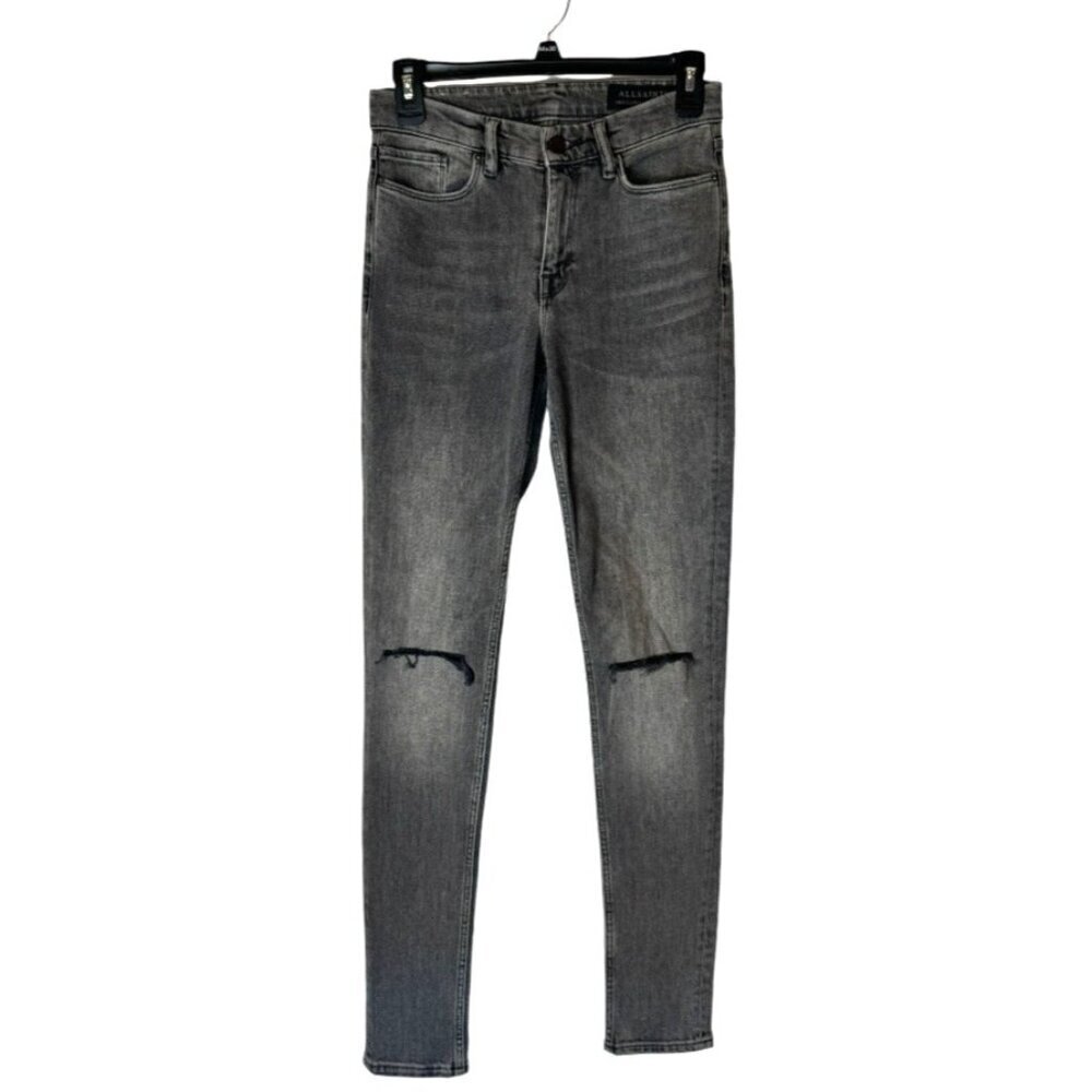 All Saints Jeans Women‎ 27 Gray Washed Black Grace Slashed Distressed Skinny
